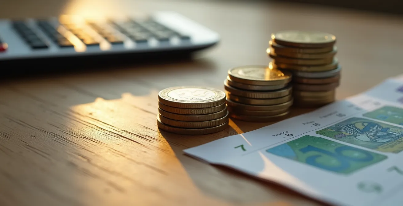 Vue macro d'un carnet de budget familial avec calculatrice